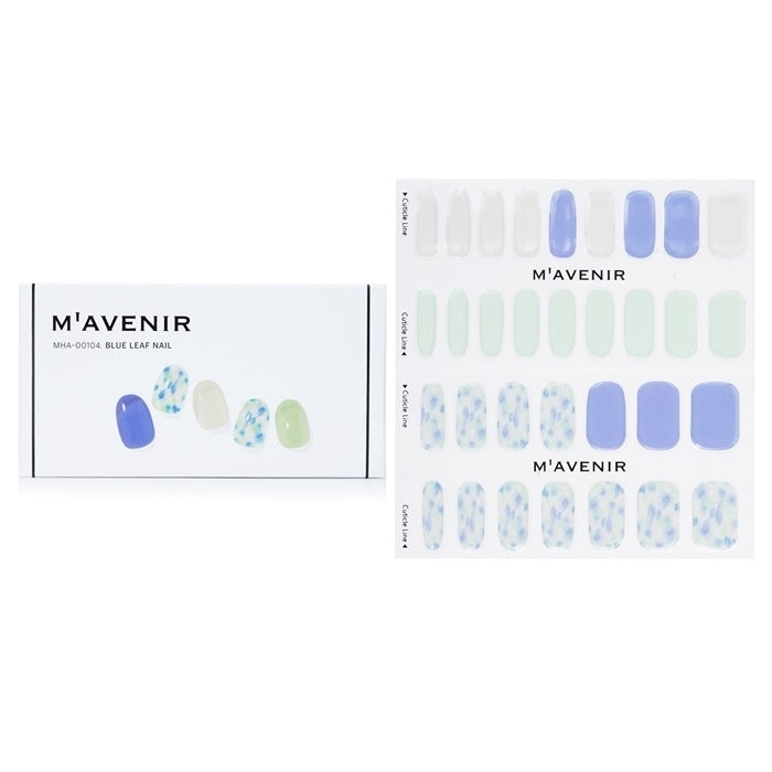 Mavenir Nail Sticker (Blue) -  Blue Leaf Nail 32pcs Image 1