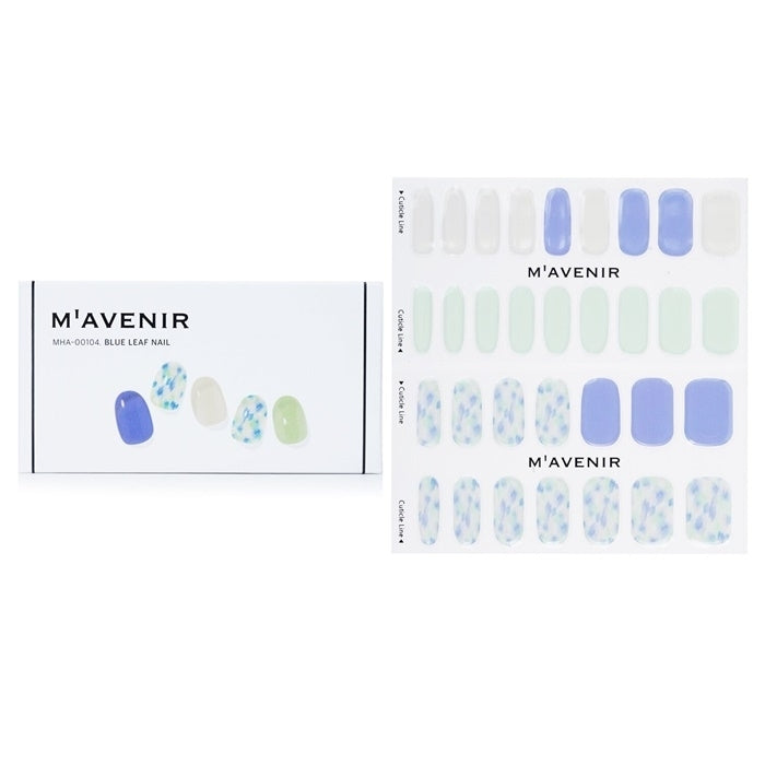 Mavenir Nail Sticker (Blue) - Blue Leaf Nail 32pcs Image 1