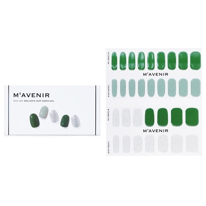 Mavenir Nail Sticker (Green) - Brillante Deep Green Nail 32pcs Image 1