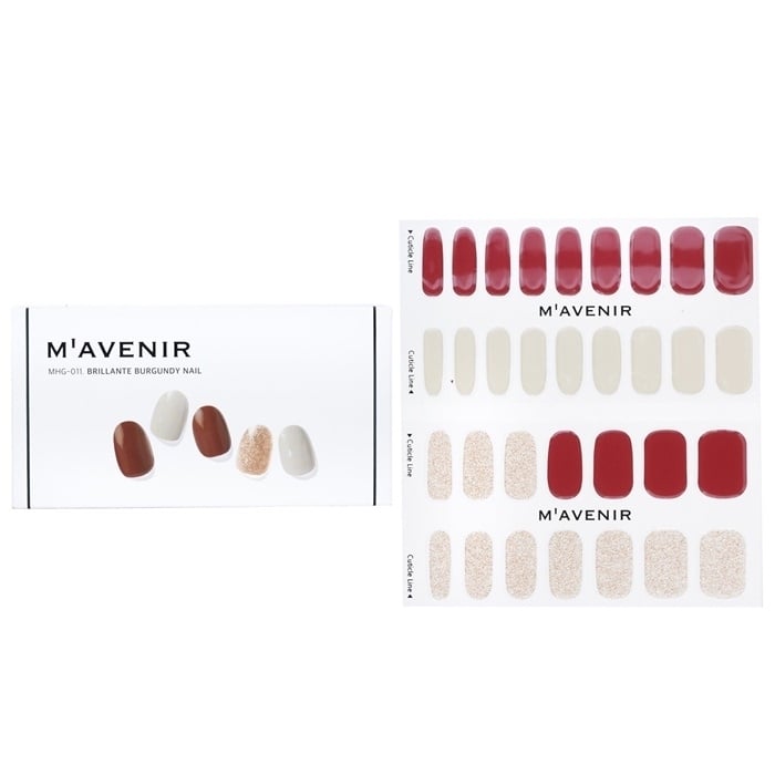 Mavenir Nail Sticker (Red) - Brillante Burgundy Nail 32pcs Image 1