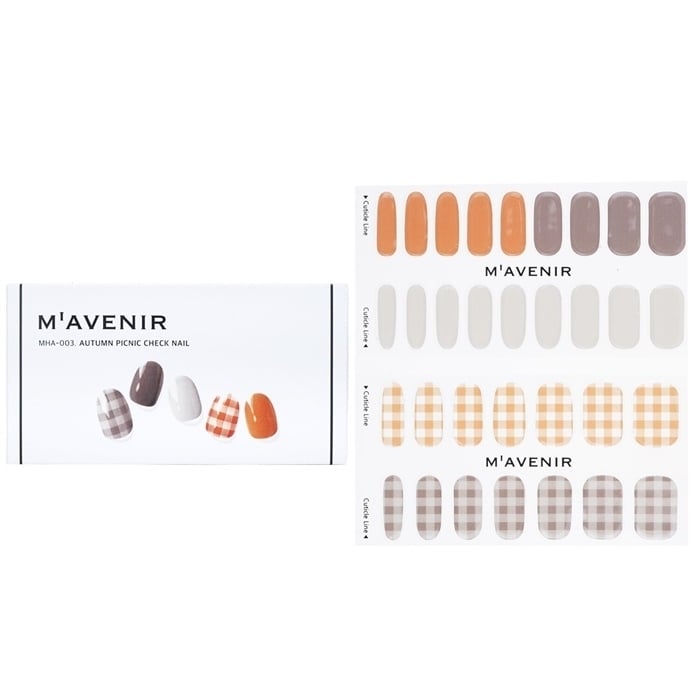 Mavenir Nail Sticker (Patterned) - Autumn Picnic Check Nail 32pcs Image 1