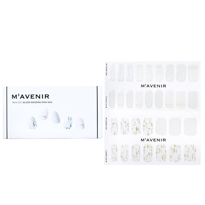 Mavenir Nail Sticker (White) -  Silver Wedding Ring Nail 32pcs Image 1