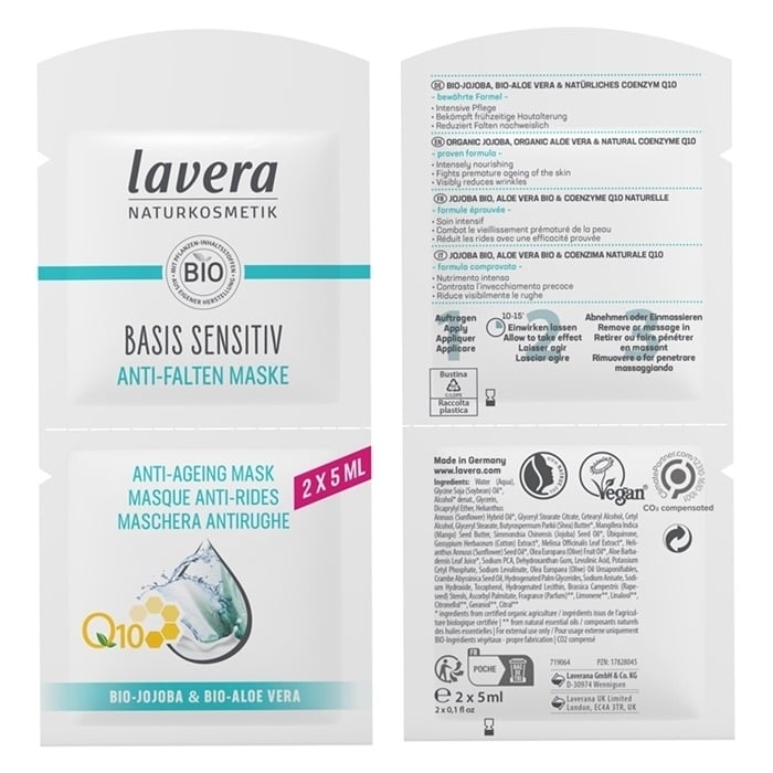 Lavera Basis Sensitiv Q10 Anti-Ageing Mask 2 x5ml Image 1