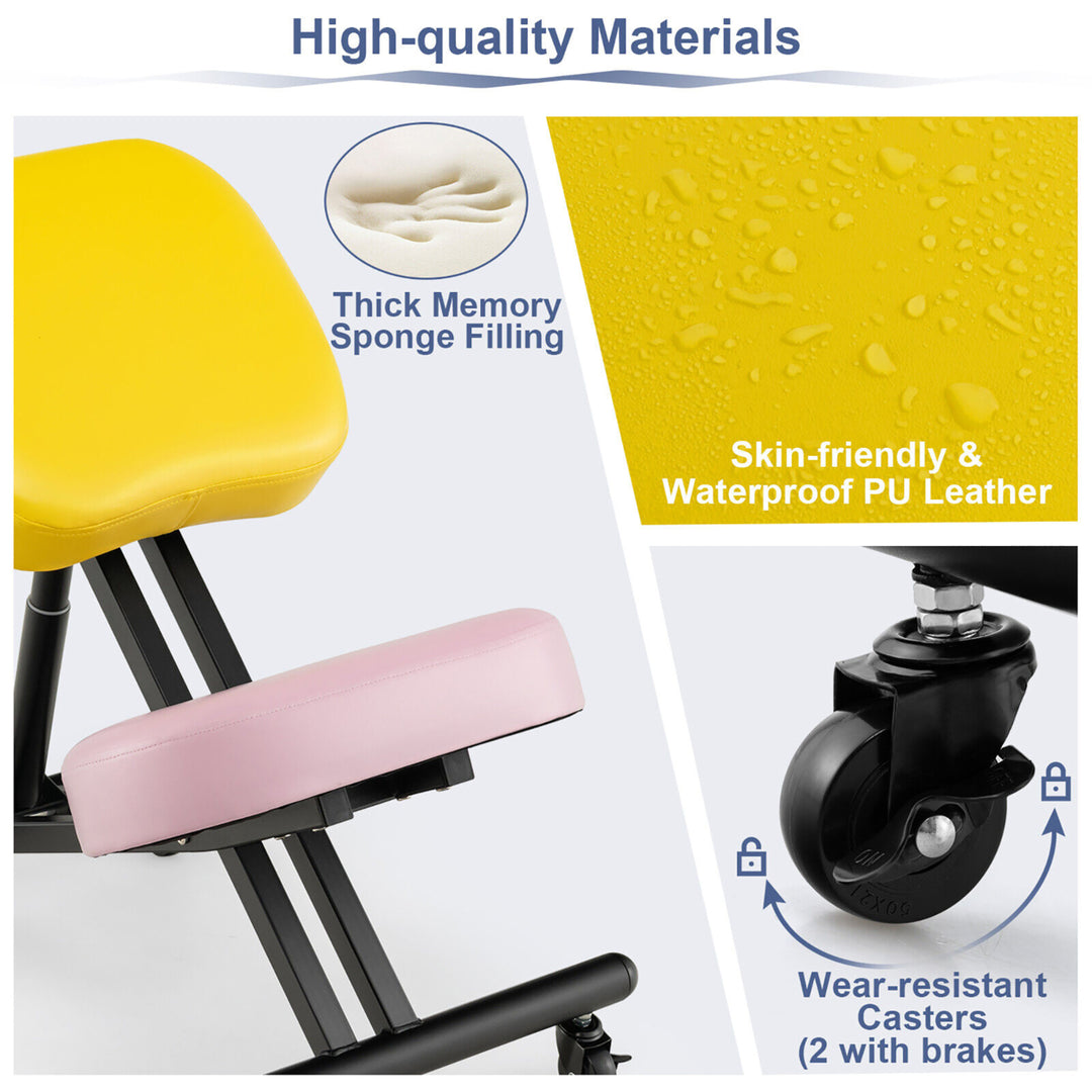 Mobile Ergonomic Kneeling Chair Adjustable Stool Memory Foam Angled Seat Image 2