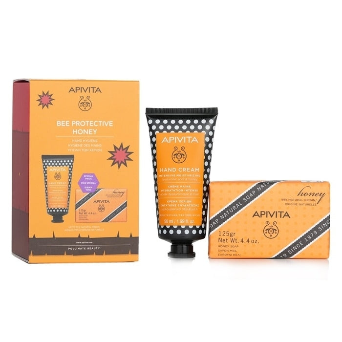 Apivita Bee Protective Honey Set: Hand Cream Hyaluronic Acid & Honey 50ml+ Natural Soap Honey 125g 2pcs Image 1