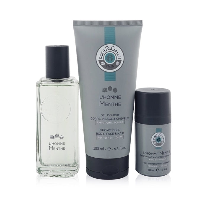 Roger and Gallet LHomme Menthe Coffret: Eau De Toilette Spray 100ml/3.3oz +Anti-Perspirant Deodorant 50ml/1.6oz+Shower Image 1