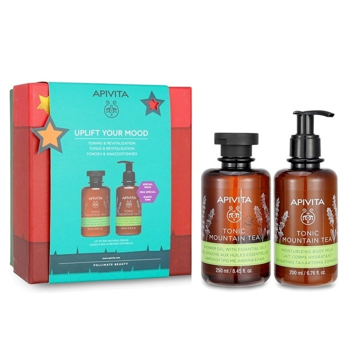 Apivita Uplift Your Mood Toning and Revitalization Set: Tonic Mountain Tea Shower Gel 250ml+ Tonic Mountain Tea Body Image 1