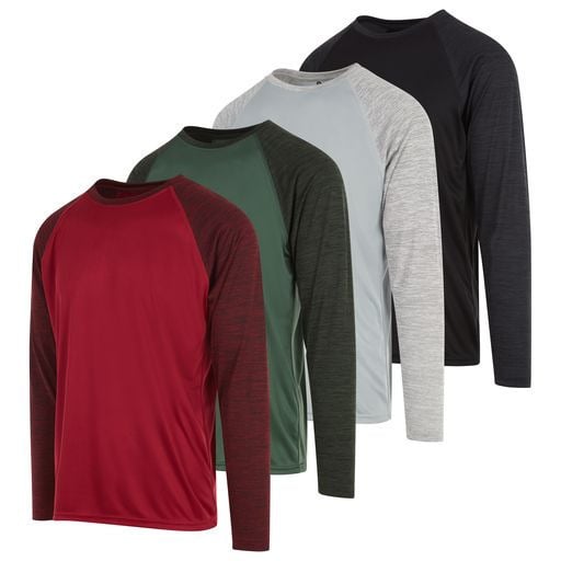 DARESAY Mens Dry-Fit Long Sleeve Shirts 4 Pack Lightweight Breathable Polyester Image 1