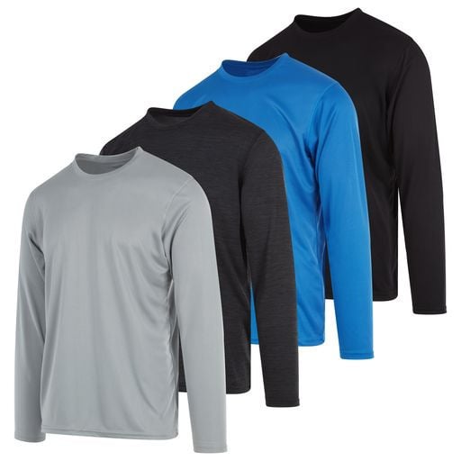 DARESAY Mens Dry-Fit Long Sleeve Shirts 4 Pack Lightweight Breathable Polyester Image 1