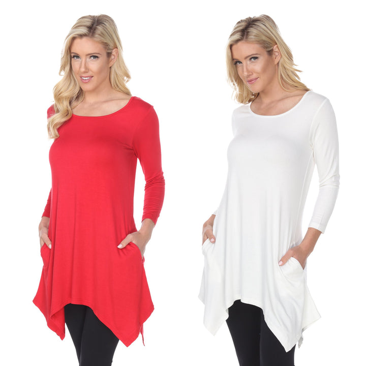 White Mark Womens Tunic Tops Pack of 2 White 3/4 Sleeve Rayon Spandex 4X Image 1