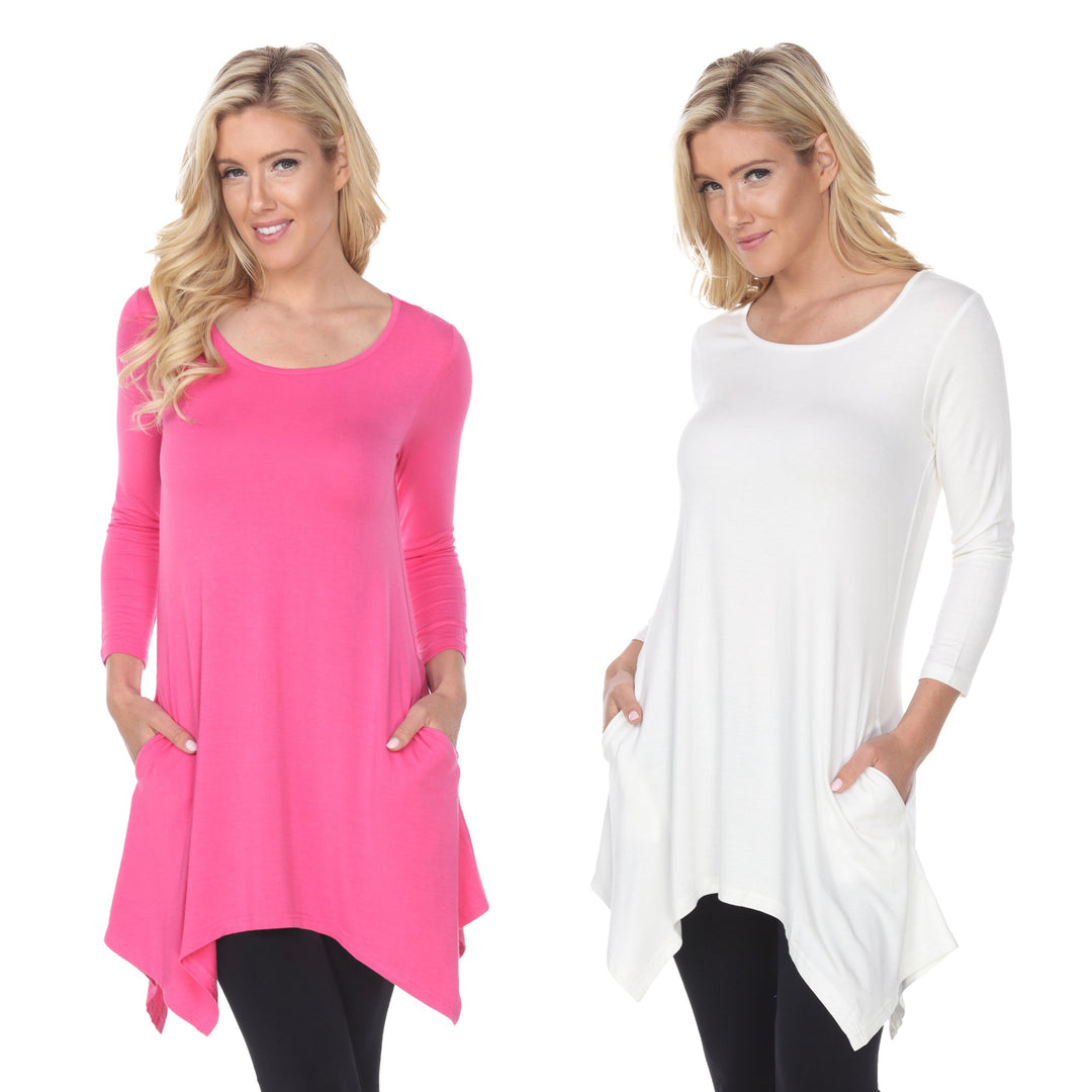 White Mark Womens Tunic Tops Pack of 2 White 3/4 Sleeve Rayon Spandex 4X Image 1