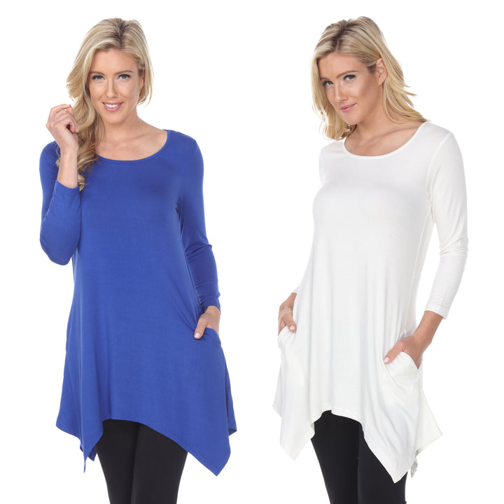 White Mark Womens Tunic Tops Pack of 2 White 3/4 Sleeve Rayon Spandex 4X Image 7