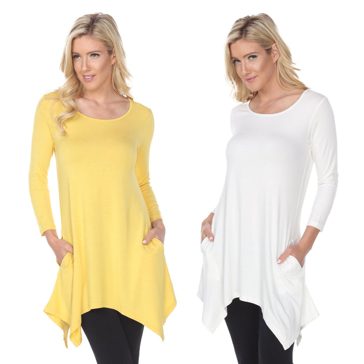 White Mark Womens Tunic Tops Pack of 2 White 3/4 Sleeve Rayon Spandex 4X Image 1