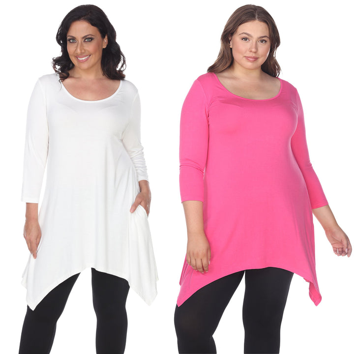 White Mark Womens Tunic Tops Pack of 2 White 3/4 Sleeve Rayon Spandex 4X Image 4