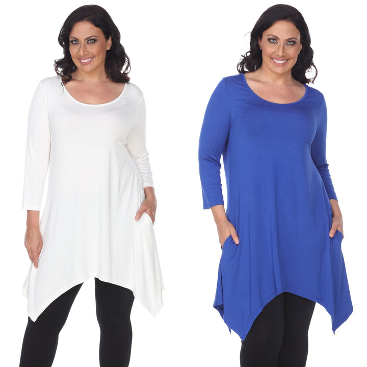 White Mark Womens Tunic Tops Pack of 2 White 3/4 Sleeve Rayon Spandex 4X Image 8