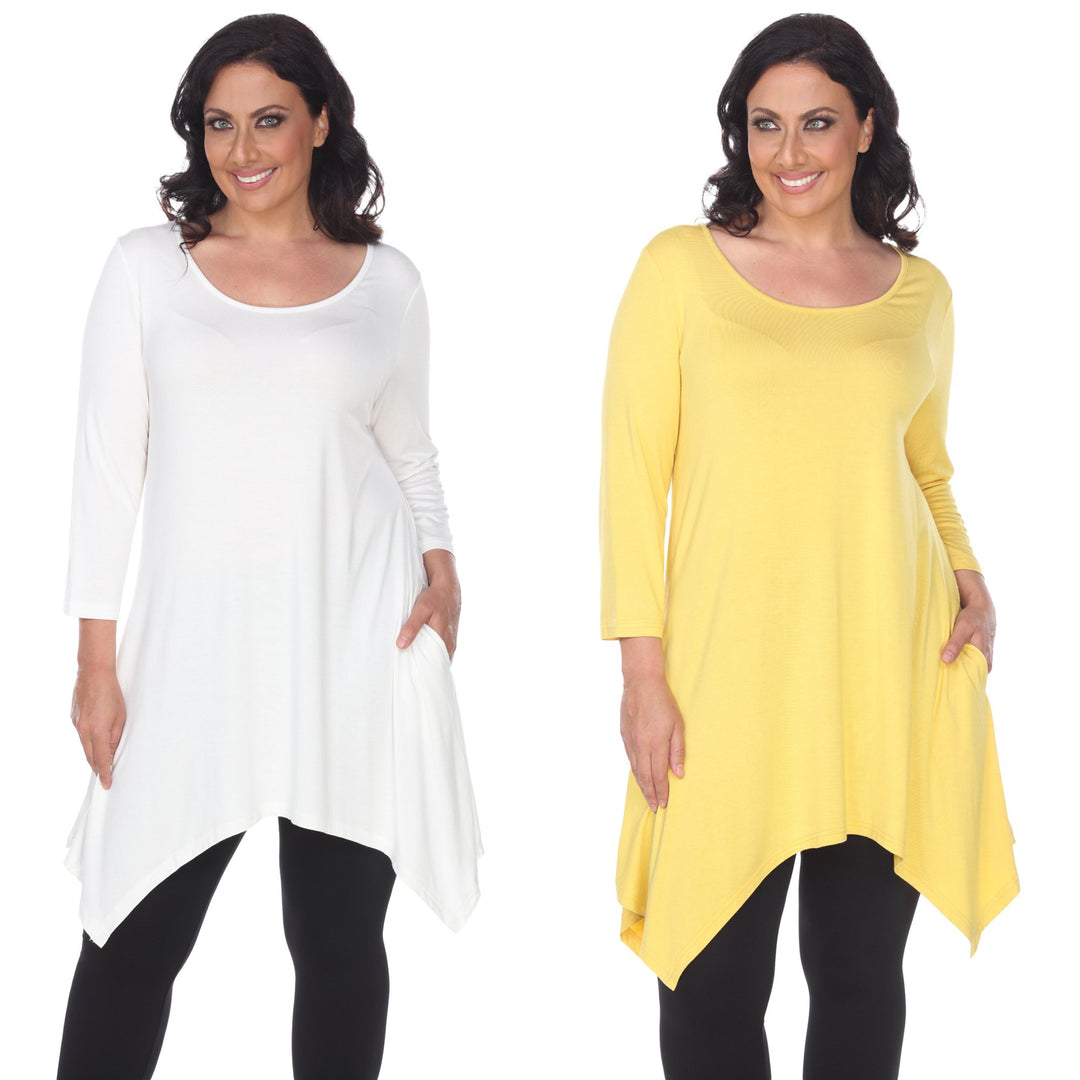 White Mark Womens Tunic Tops Pack of 2 White 3/4 Sleeve Rayon Spandex 4X Image 10