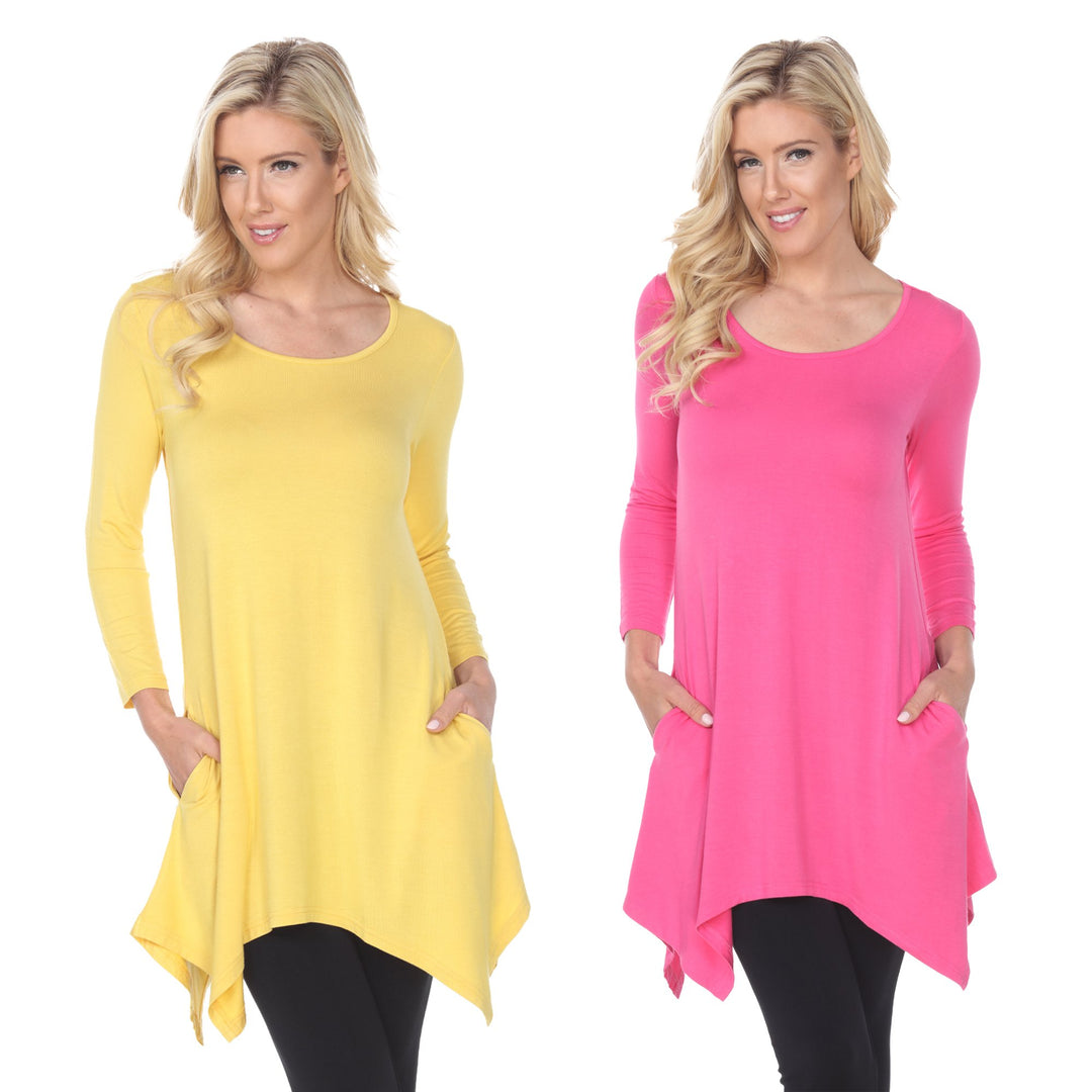 White Mark Womens Yellow Tunic Top Pack of 2 3/4 Sleeve Size 4X Rayon Spandex Image 1