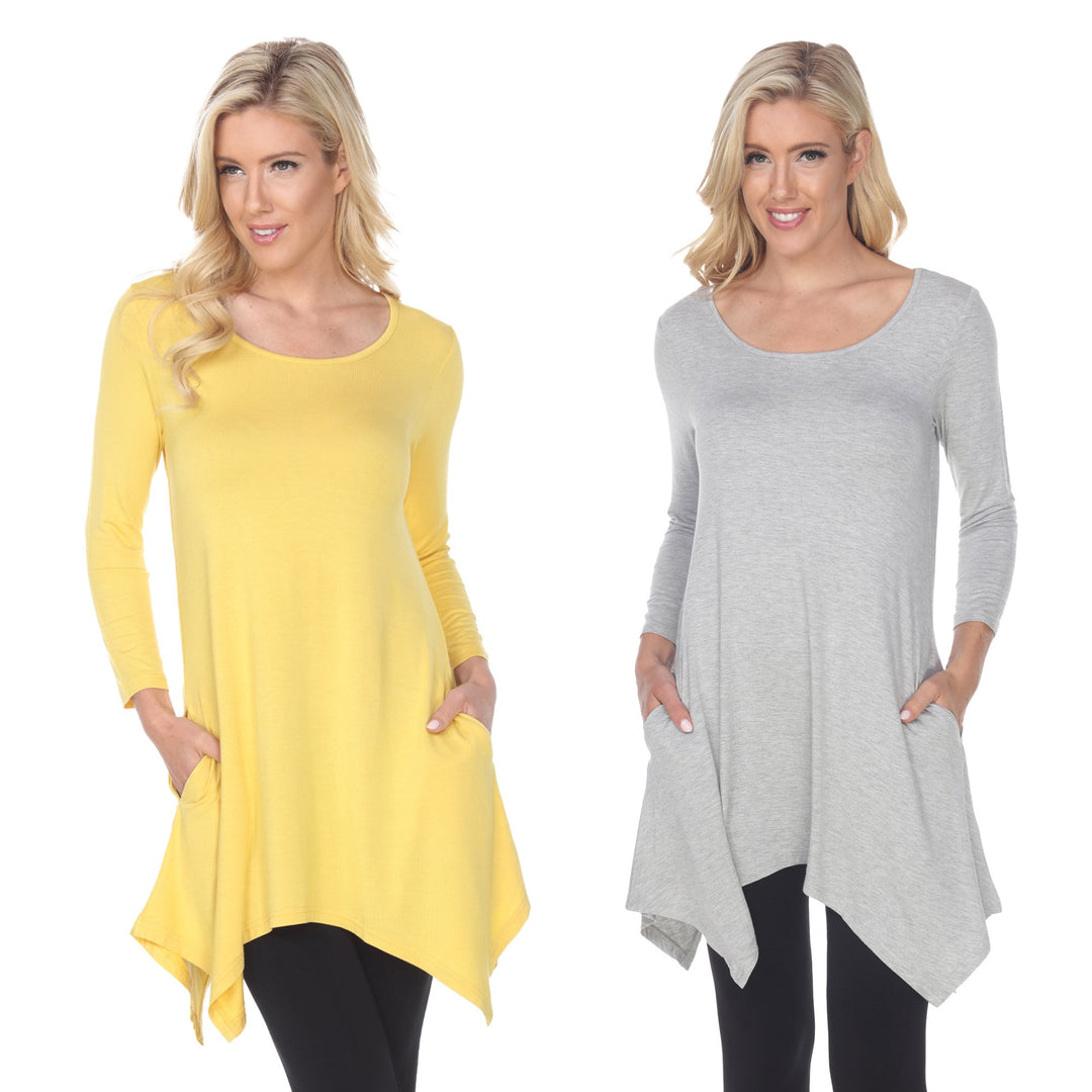 White Mark Womens Yellow Tunic Top Pack of 2 3/4 Sleeve Size 4X Rayon Spandex Image 4