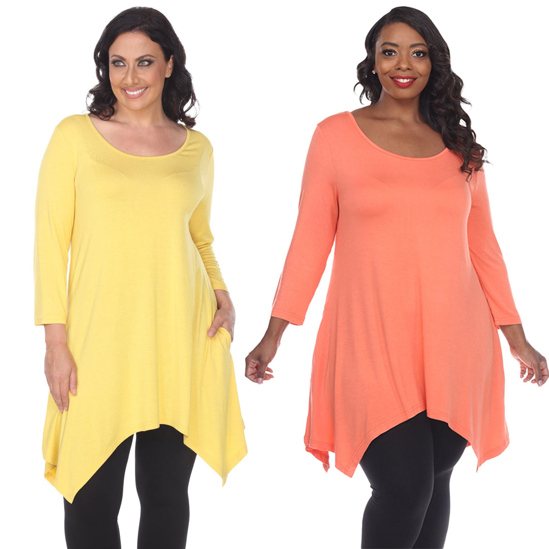 White Mark Womens Yellow Tunic Top Pack of 2 3/4 Sleeve Size 4X Rayon Spandex Image 1