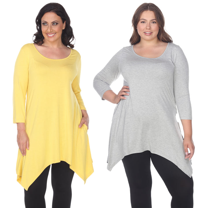 White Mark Womens Yellow Tunic Top Pack of 2 3/4 Sleeve Size 4X Rayon Spandex Image 6