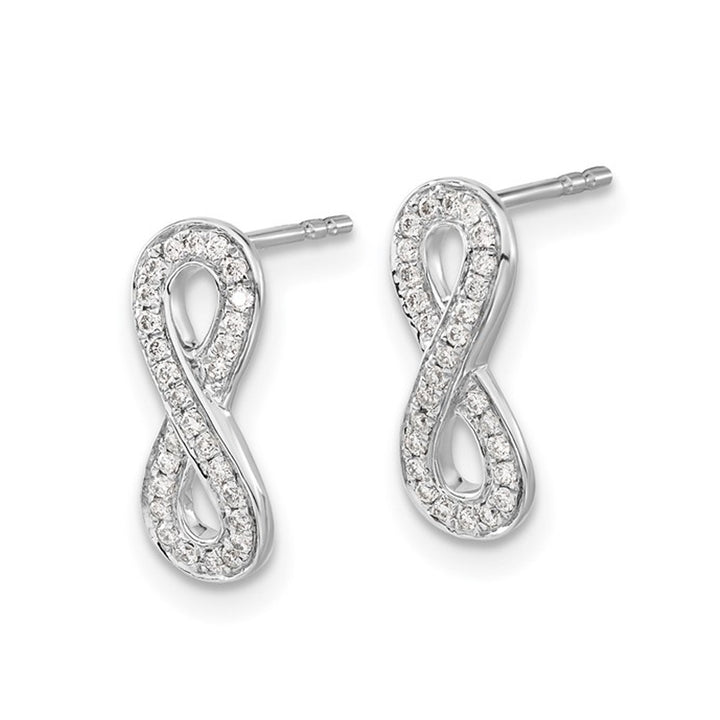 1/6 Carat (ctw) Diamond infinity Earrings in 14K White Gold Image 4