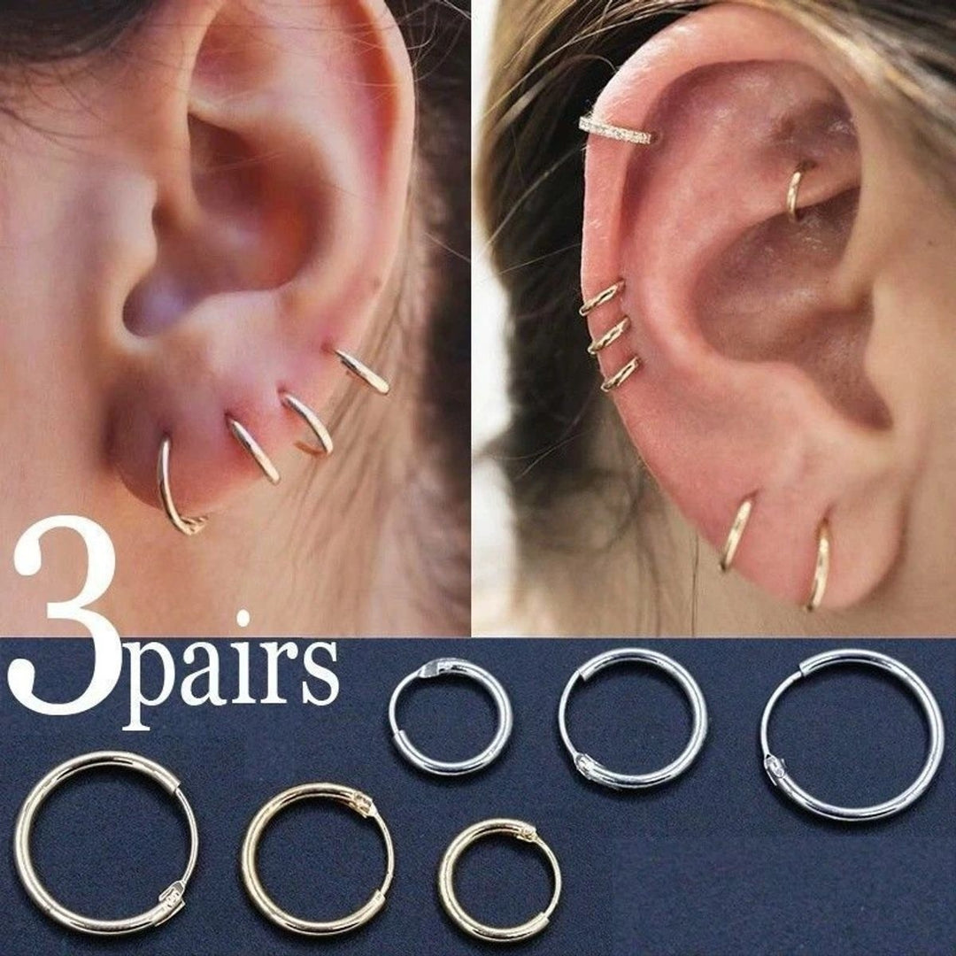 Endless Hoop Earrings (3 Pairs) Image 4