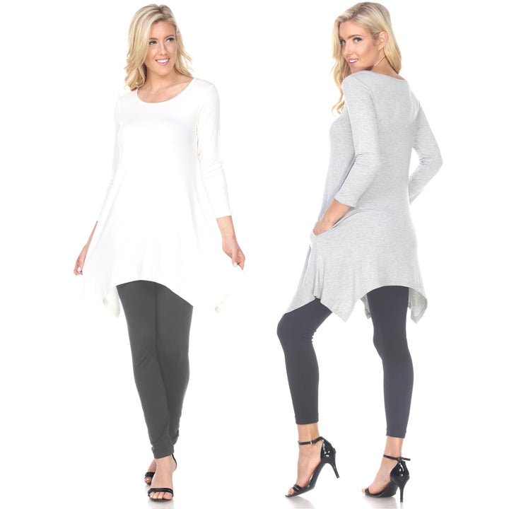 White Mark Womens 3-PC Makayla Tunic Top Leggings Set Size 3X White Soft Fabric Image 4