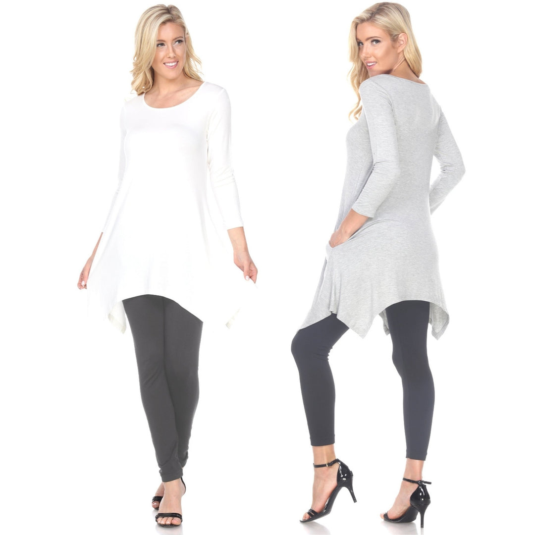 White Mark Womens 3-PC Makayla Tunic Top Leggings Set Size 3X White Soft Fabric Image 1