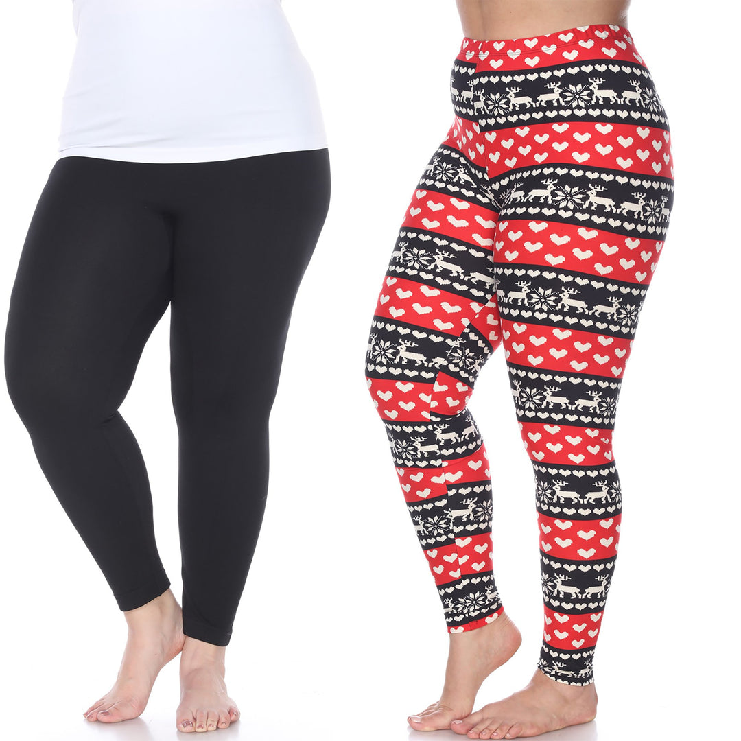 White Mark Womens Pack of 2 Holiday Leggings Image 1