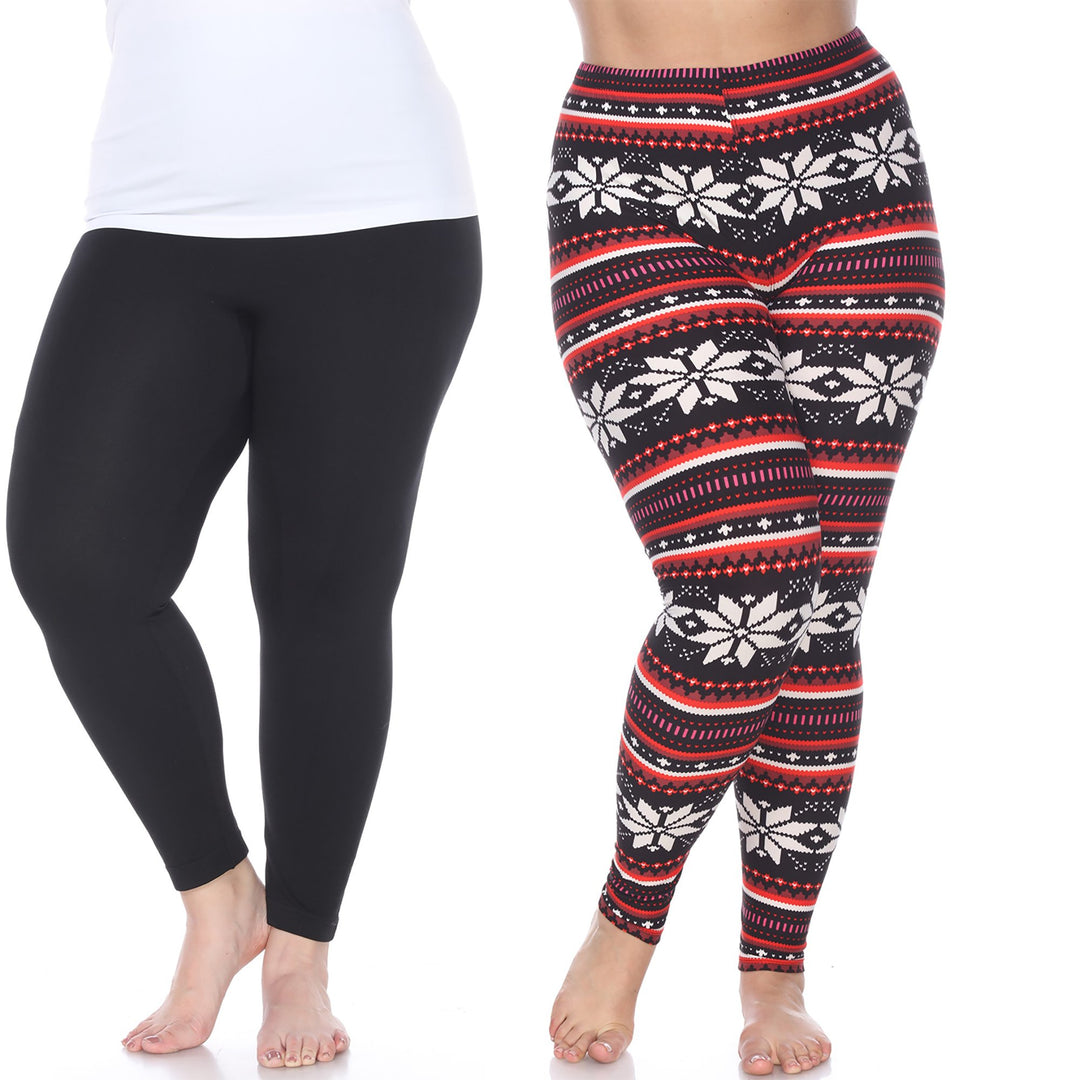 White Mark Womens Pack of 2 Holiday Leggings Image 1