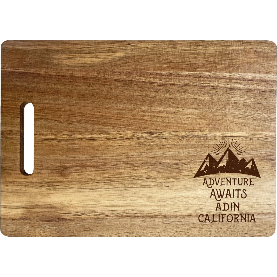 Adin California Camping Souvenir Engraved Wooden Cutting Board 14" x 10" Acacia Wood Adventure Awaits Design Image 1