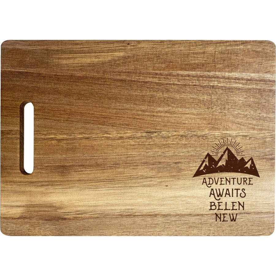 Belen Mexico Camping Souvenir Engraved Wooden Cutting Board 14" x 10" Acacia Wood Adventure Awaits Design Image 1