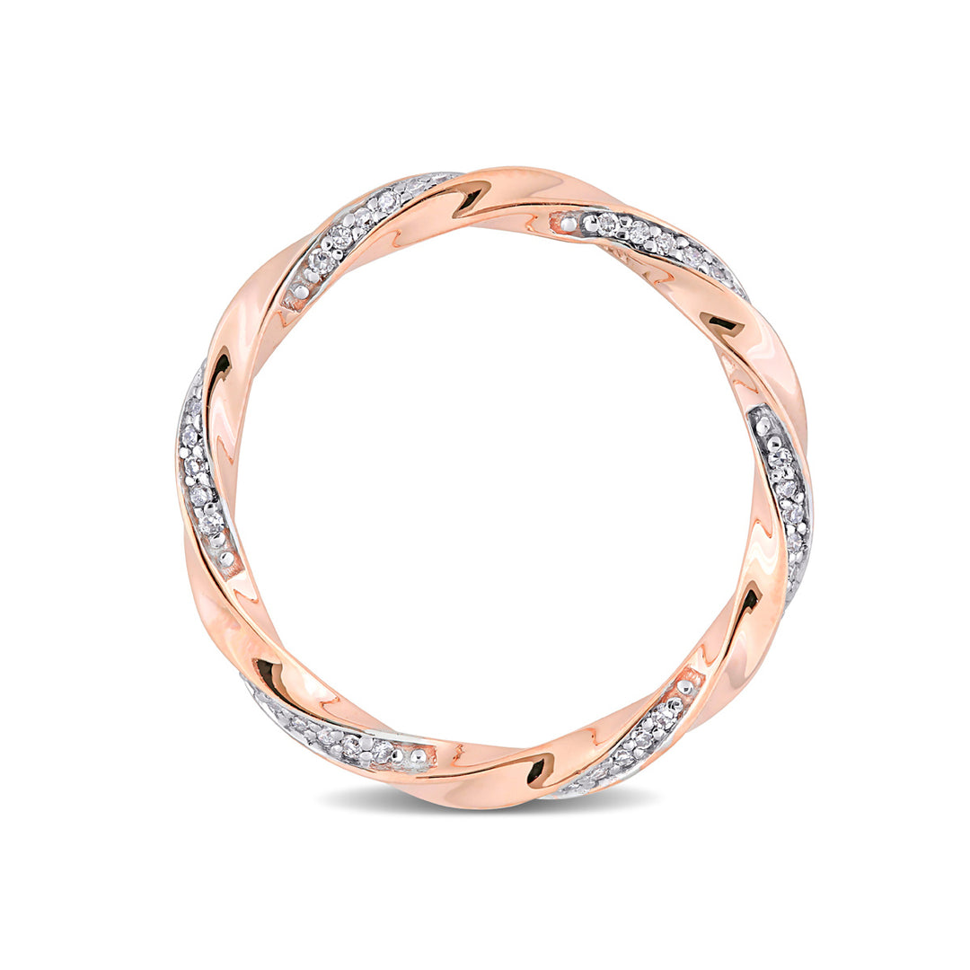 1/4 Carat (ctw) Diamond Twist Eternity Band Ring in 10K Rose Pink Gold Image 3