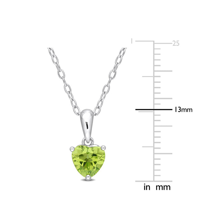 4/5 Carat (ctw) Peridot Heart Solitaire Pendant Necklace in Sterling Silver with Chain Image 2