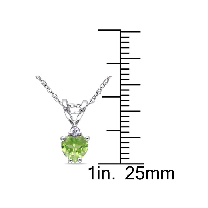 1/2 Carat (ctw) Peridot Heart Pendant Necklace in 10K White Gold with Chain Image 3