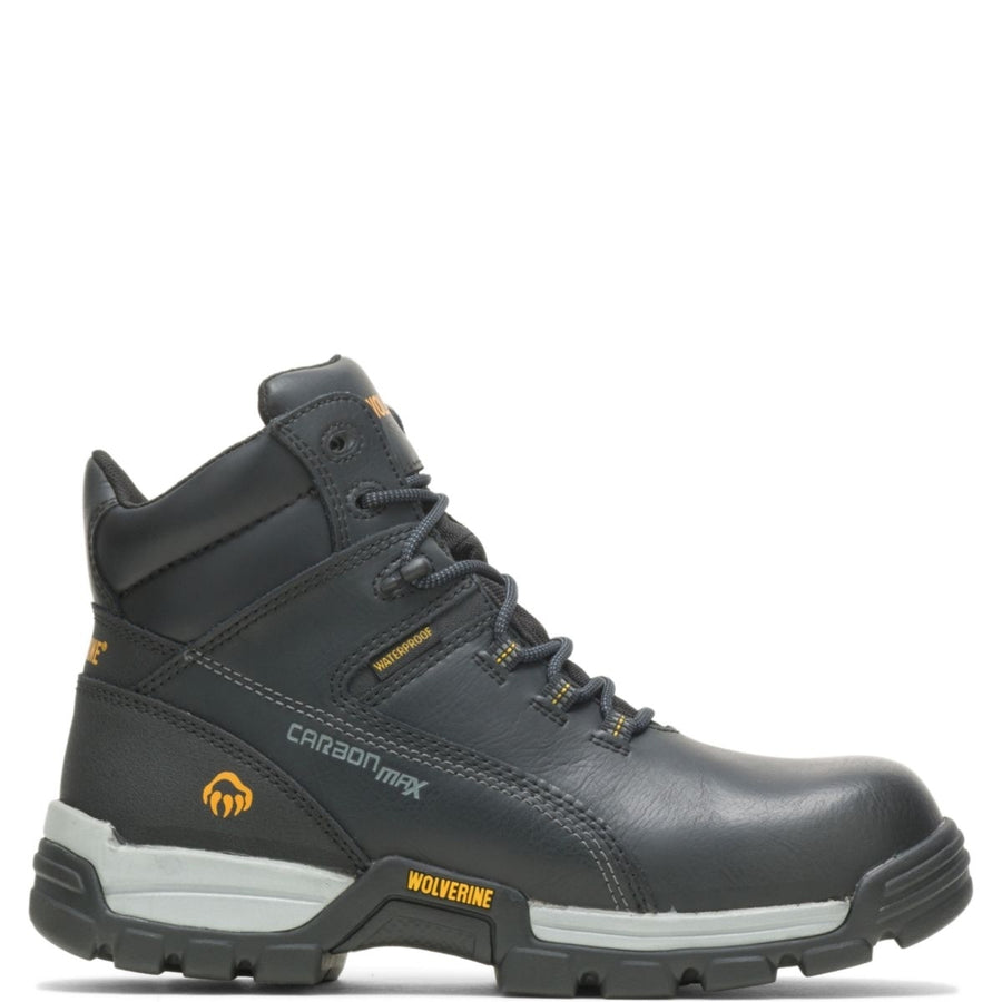 WOLVERINE Mens 6" Tarmac Waterproof Reflective Composite Toe Work Boot Black - W10304 BLACK LEATHER Image 1