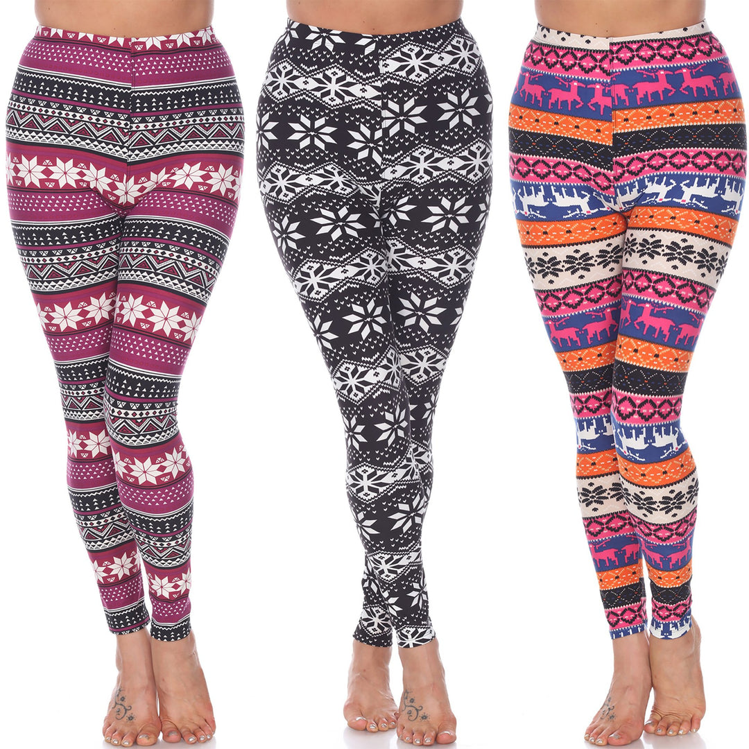 White Mark Womens Pack of 3 Holiday Leggings Image 8