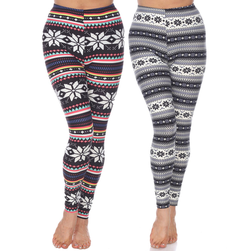 White Mark Womens Pack of 2 Christmas Leggings Image 2