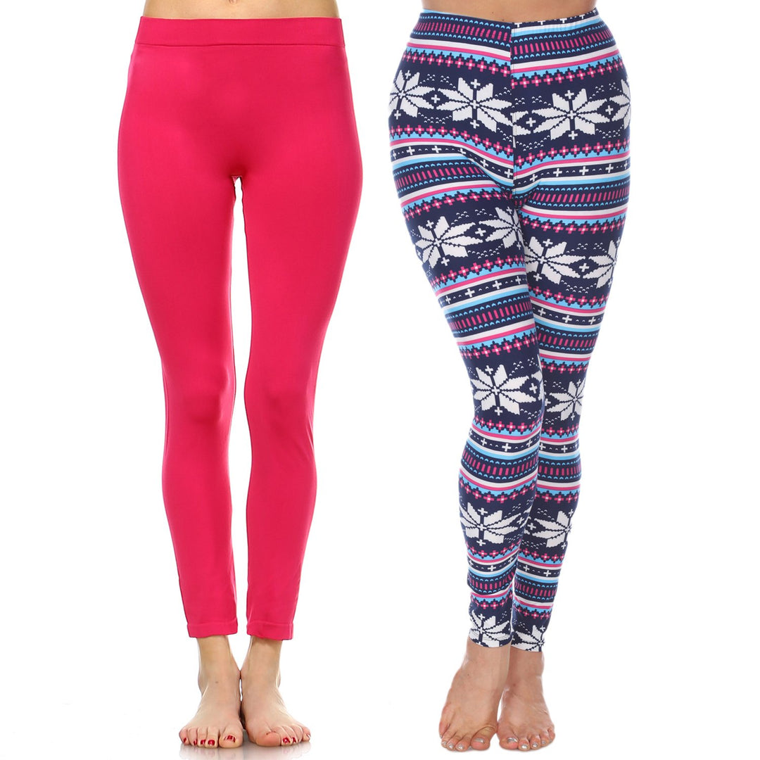 White Mark Womens Pack of 2 Christmas Leggings Image 1