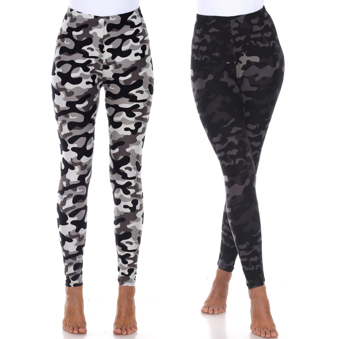 White Mark Womens Pack of 2 Cute Print Leggings Image 1