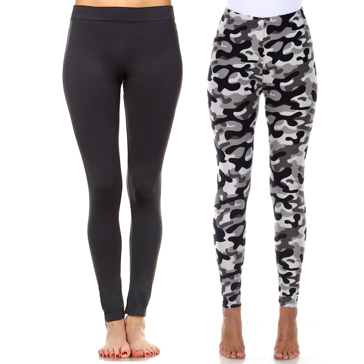 White Mark Womens Pack of 2 Cute Print Leggings Image 7