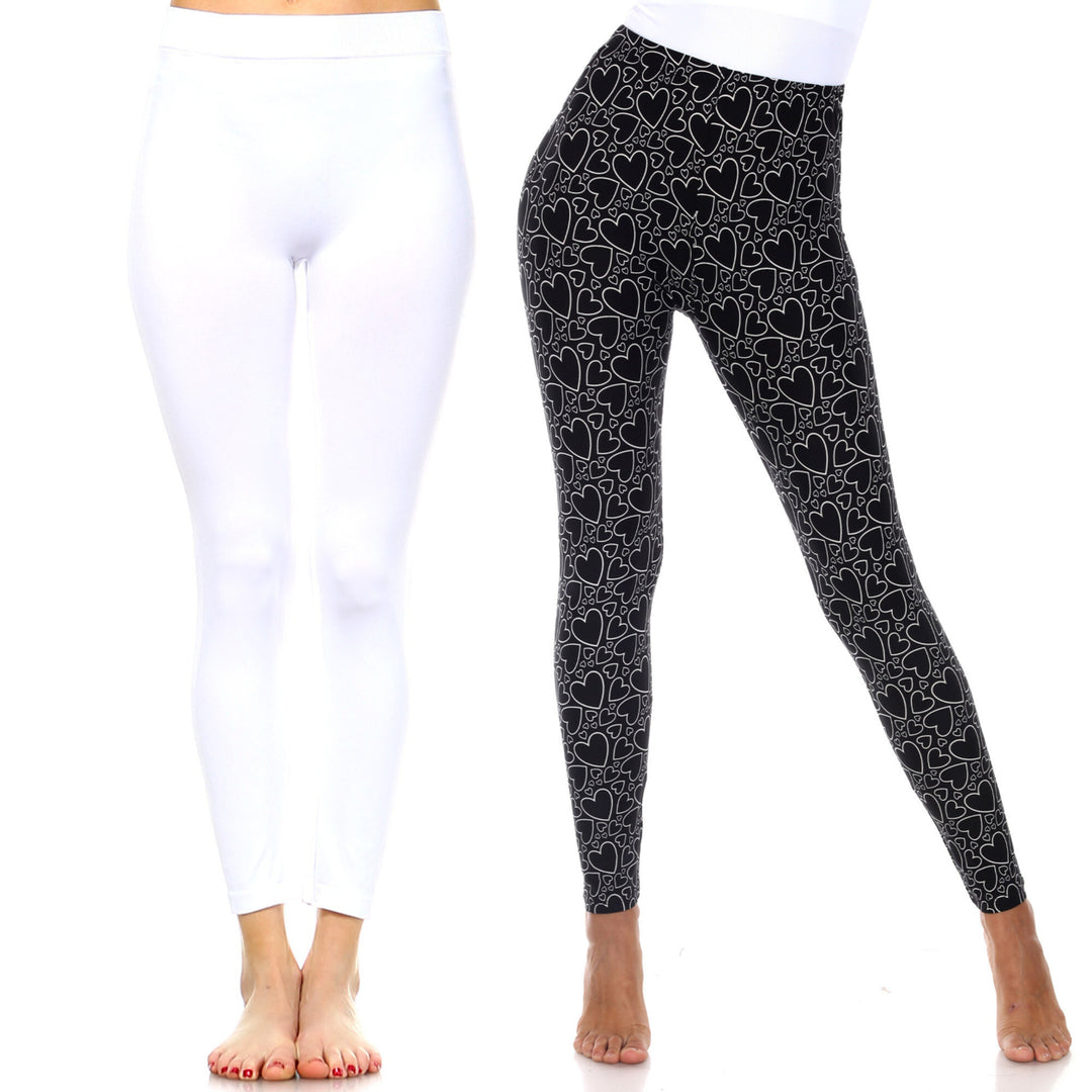 White Mark Womens Pack of 2 Cute Print Leggings Image 8