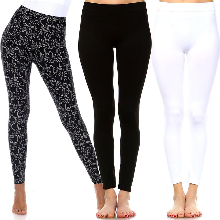 White Mark Womens Pack of 3 Cute Leggings Image 1