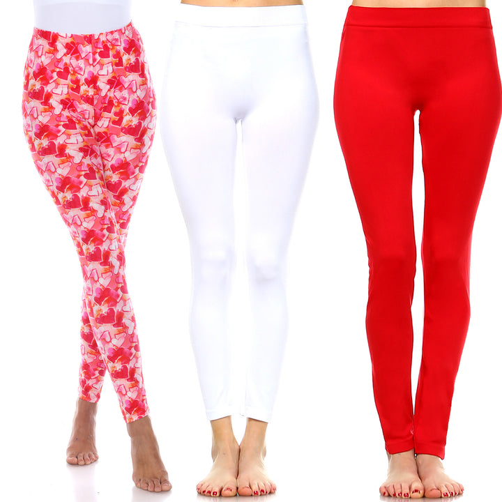 White Mark Womens Pack of 3 Cute Leggings Image 9