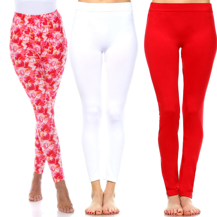 White Mark Womens Pack of 3 Cute Leggings Image 1