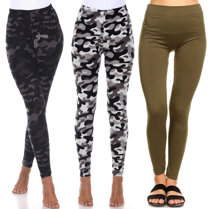 White Mark Womens Pack of 3 Cute Leggings Image 1