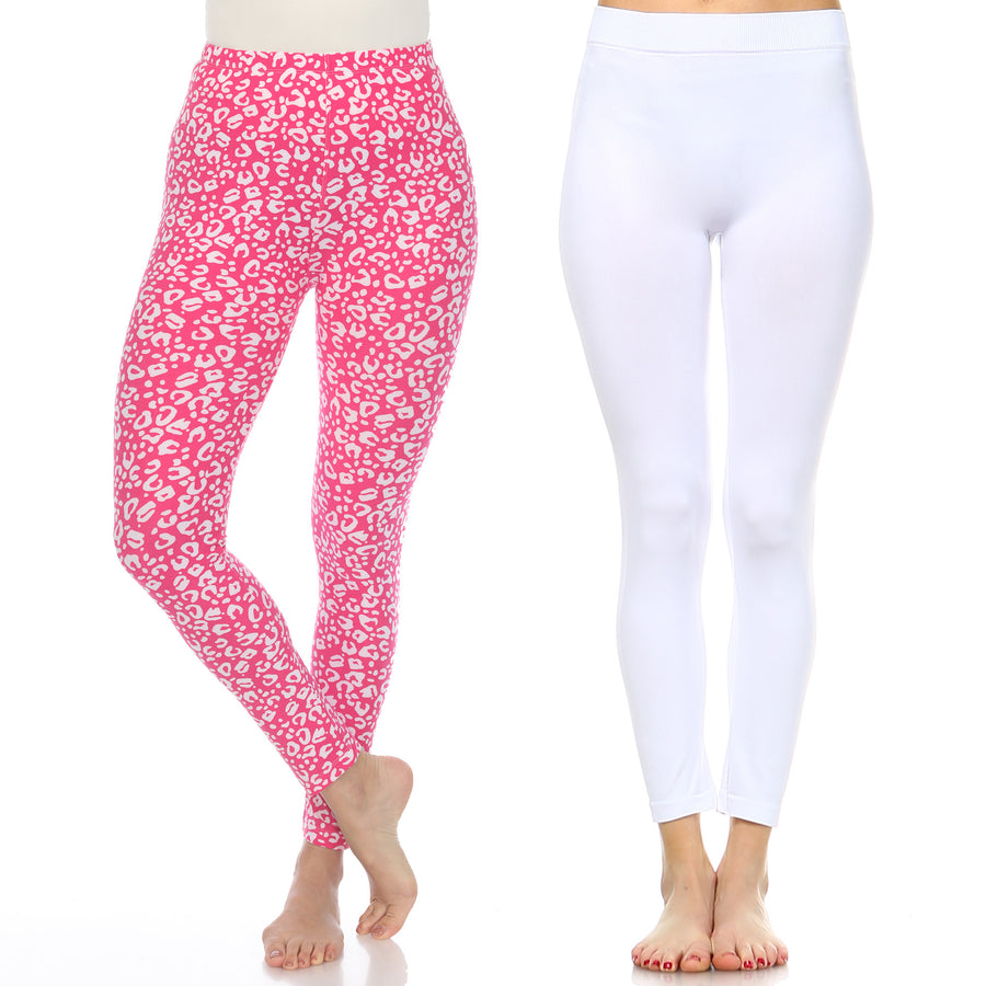 White Mark Womens Pack of 2 Leopard Leggings Image 1