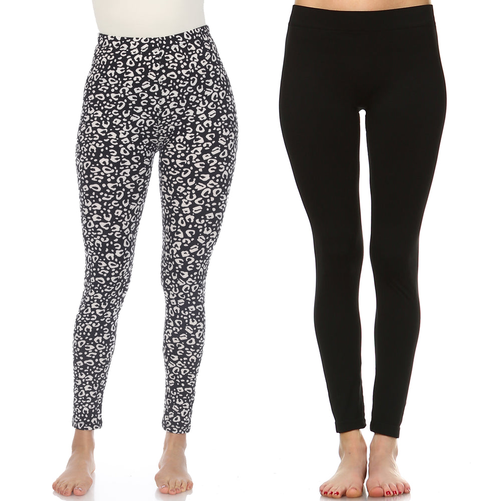 White Mark Womens Pack of 2 Leopard Leggings Image 2