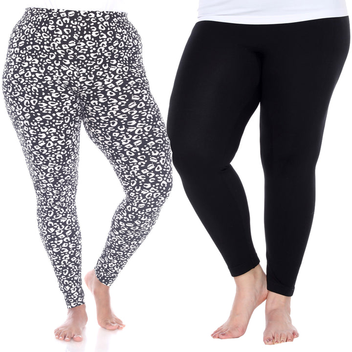 White Mark Womens Leopard Leggings Pack of 2 One Size Fits Most Polyester Blend Image 7