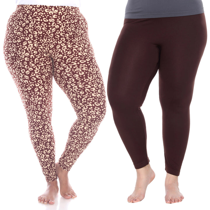 White Mark Womens Leopard Leggings Pack of 2 One Size Fits Most Polyester Blend Image 9